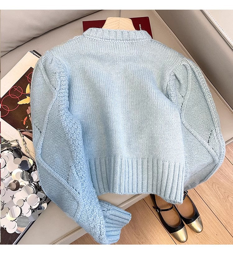 embroidered sweater jacket for women knitted cardigan    S4837