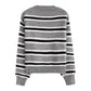 striped round neck long-sleeved sweater     S4773