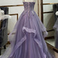 Unique v neck tulle lace long prom dress tulle lace formal dress     S4150