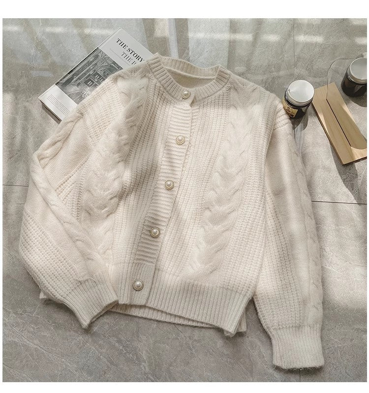 Sweater jacket women's chic soft long-sleeved knitted cardigan top      S4841