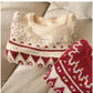 Christmas Jacquard Sweater Women's Round Neck Knitted Top     S4847