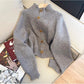Blue Sweater Jacket Women's Fashionable Short Knitted Cardigan    S4833