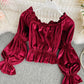 Long Sleeve Velvet Tops     S4390