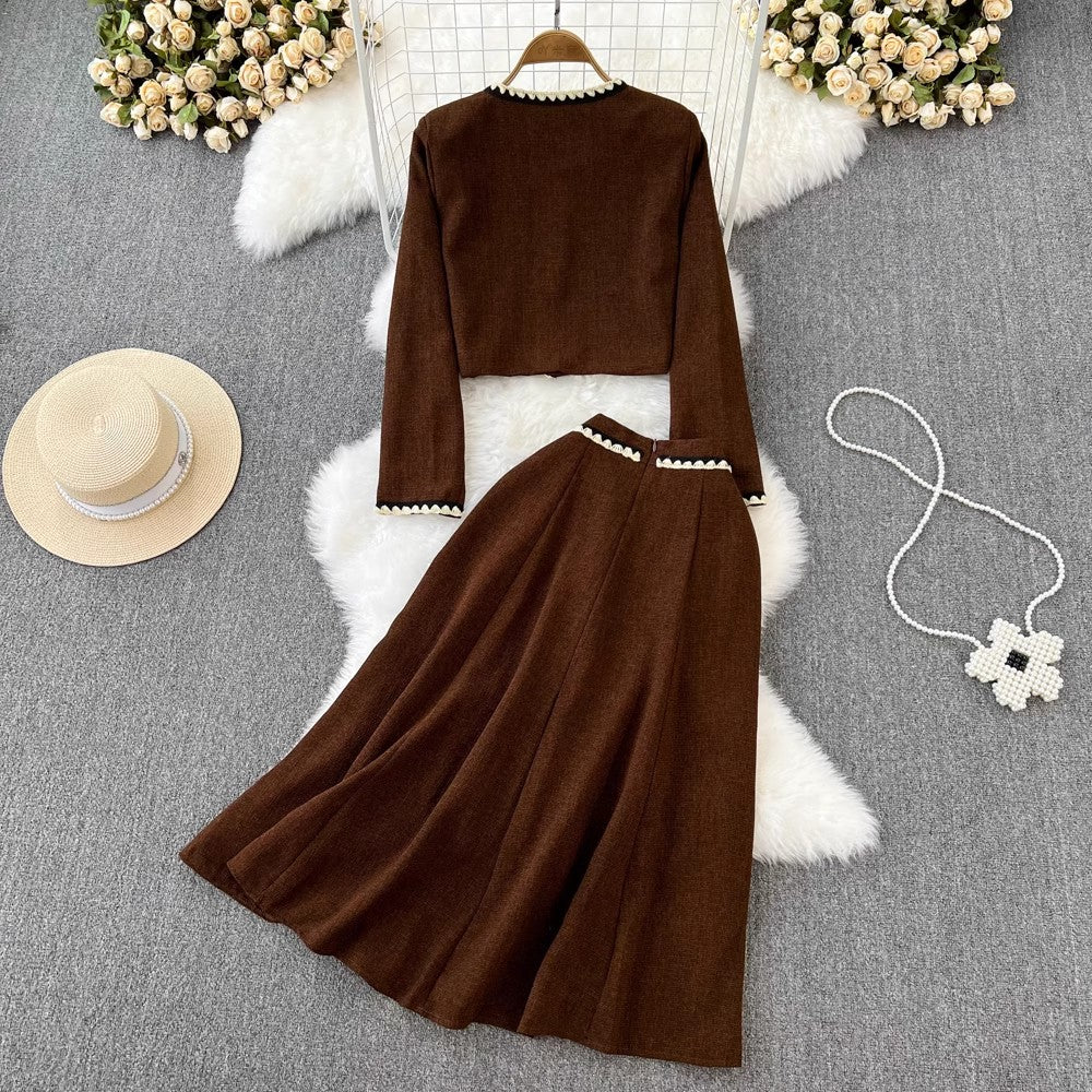 Fashion suit round neck short coat two-piece set      S4145