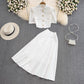 Fashion suit for ladies puff-sleeved short top two-piece set      S4226