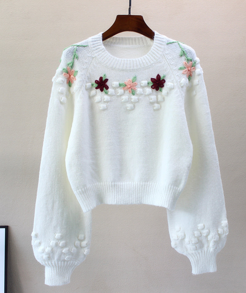 Sweet Flowers Long Sleeve Sweater       S4375