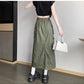 workwear skirt for women summer new mid-length high-waist drawstring a-line long skirt    S3416
