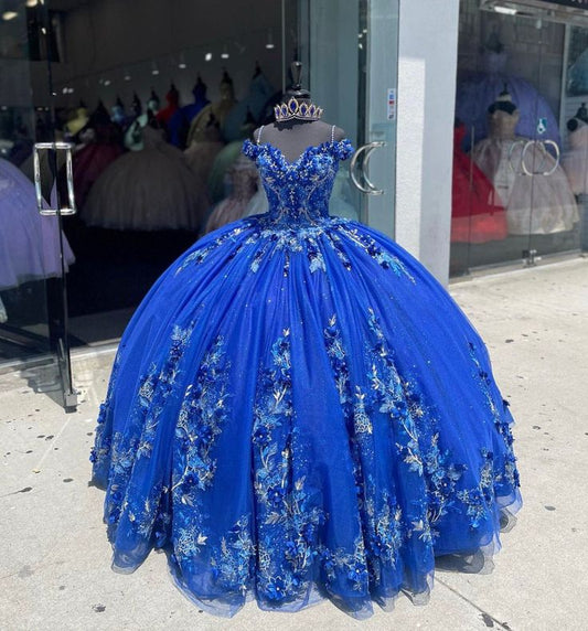 Quinceanera sweet 15 Ball Gown dress, off shoulder long prom dress     S3481