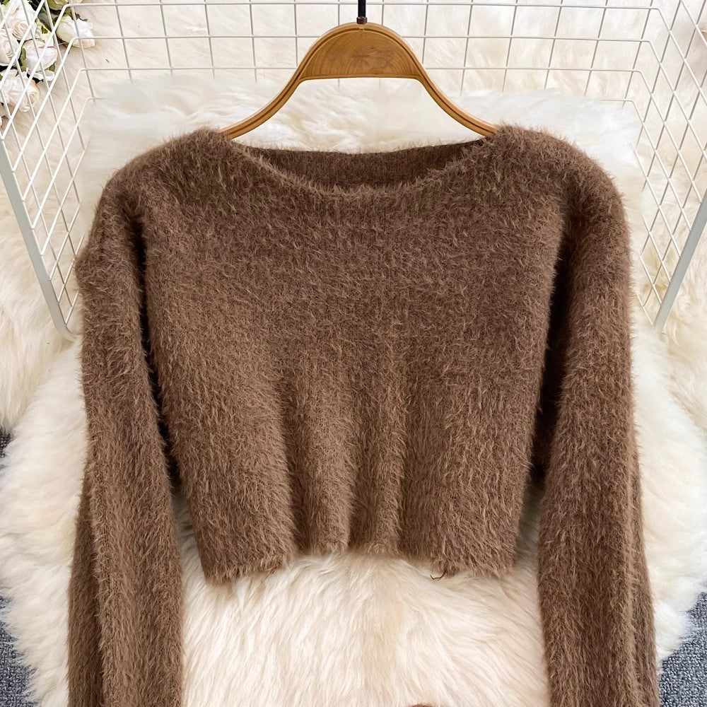 Fashionable suit for women round neck knitted sweater two-piece set        S4127