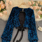 Shiny Long Sleeve Sequins Tops Open Back Tops      S4392