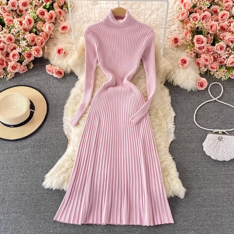 Paired with coat sweater skirt, women's knitted dress    S3929