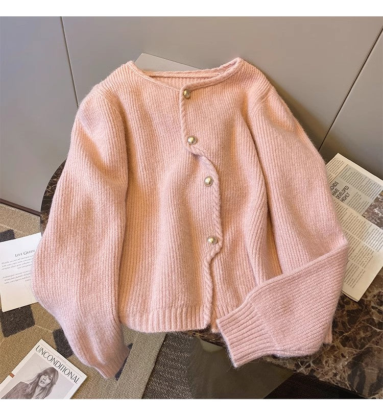 irregular sweater jacket for women winter new style elegant long-sleeved knitted cardigan    S4916