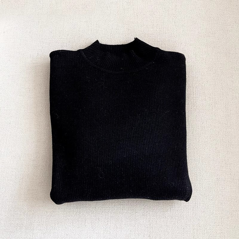 Solid color simple long-sleeved knitted sweater    S4686