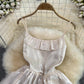 suspender skirt for women traveling sexy backless A-line ruffle dress     S4274