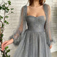 Grey Star Tulle Gown, Newest Prom Dresses, Party Dresses, Affordable Prom Dresses,       S2982