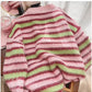 striped long-sleeved sweater jacket for women new soft knitted cardigan    S4919