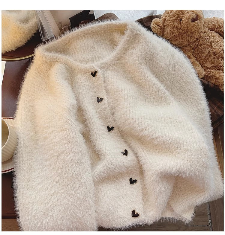 round neck sweater jacket for women soft knitted cardigan     S4809