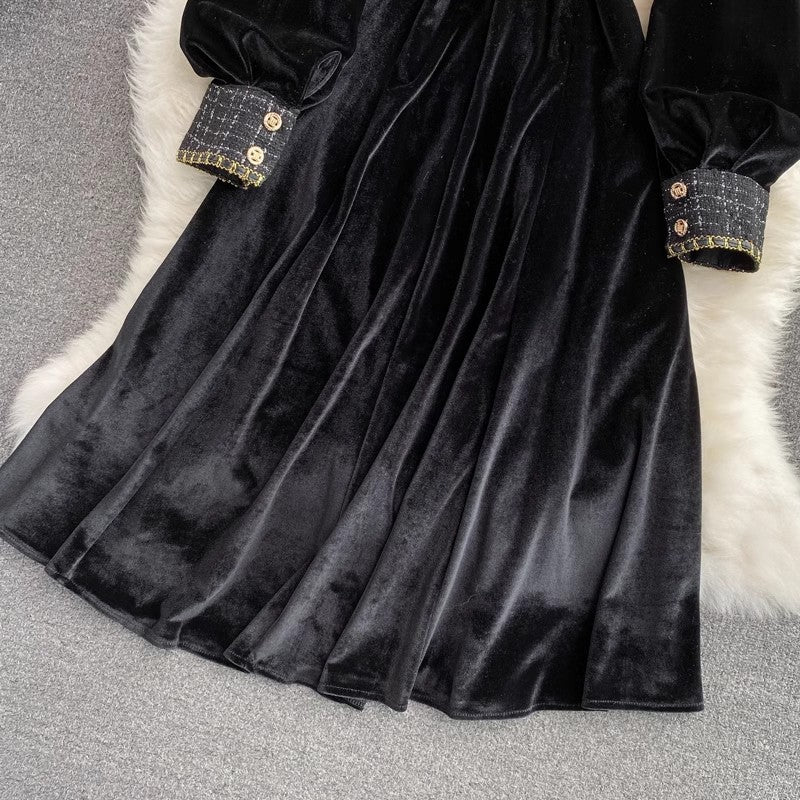 velvet dress elegant long skirt     S4009