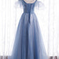 Blue A-line Long Formal Dress with Spaghetti Straps      S3348