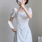 white square neck dress for women beautiful long dress      S3455