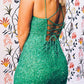Green Sequin Bodycon Mini Dress with Straps      S3494