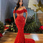 Red Mermaid Formal Evening Dresses Long Prom Dresses        S3810