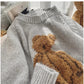 bear round neck sweater for women new style casual long-sleeved sweater    S4822