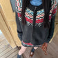 jacquard round neck long-sleeved sweater jacket + knitted skirt two-piece set     S4746