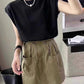 Women's Summer New Drawstring Elastic High Waist Big Pocket Skirt     S3414