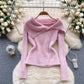solid color sweater women's irregular design top     S4585