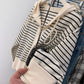 Striped long-sleeved knitted cardigan for women knitted sweater coat      S3399