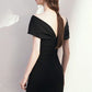 Fitted Little Black Hoco Party Dress Off Shoulder with V Back      S2867