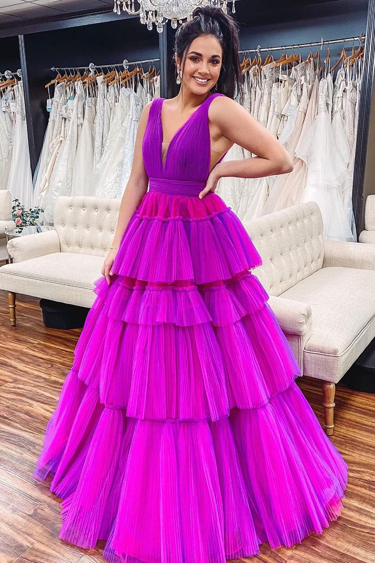 Tiered Tulle A-Line Prom Dress       S3656