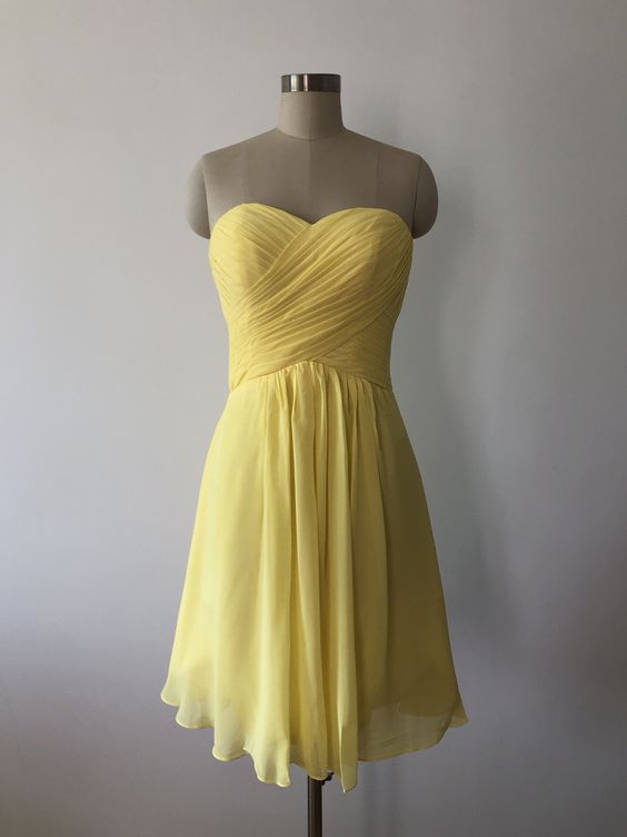 Yellow Short Chiffon Prom Dresses Homecoming Dresses    S2623