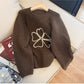 Sweet embroidered round neck sweater for women     S4878
