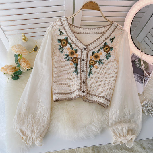 Cute Embroidered Crop Top     S4382