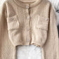 Chic, Retro, Gentle, Round Neck Double Pocket Sweater, Single Breasted Short Knit Cardigan    S4361