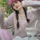 Knitted Cardigan Women's New Style French Retro V-Neck Sweater       S3402