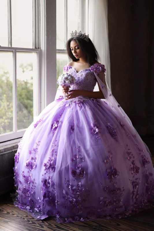 V Neck Off The Shoulder Puffy Skirt Ball Gown Prom Formal Dresses        S3842