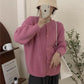 round neck solid color knitted cardigan for women autumn retro soft waxy loose warm sweater jacket      S3378