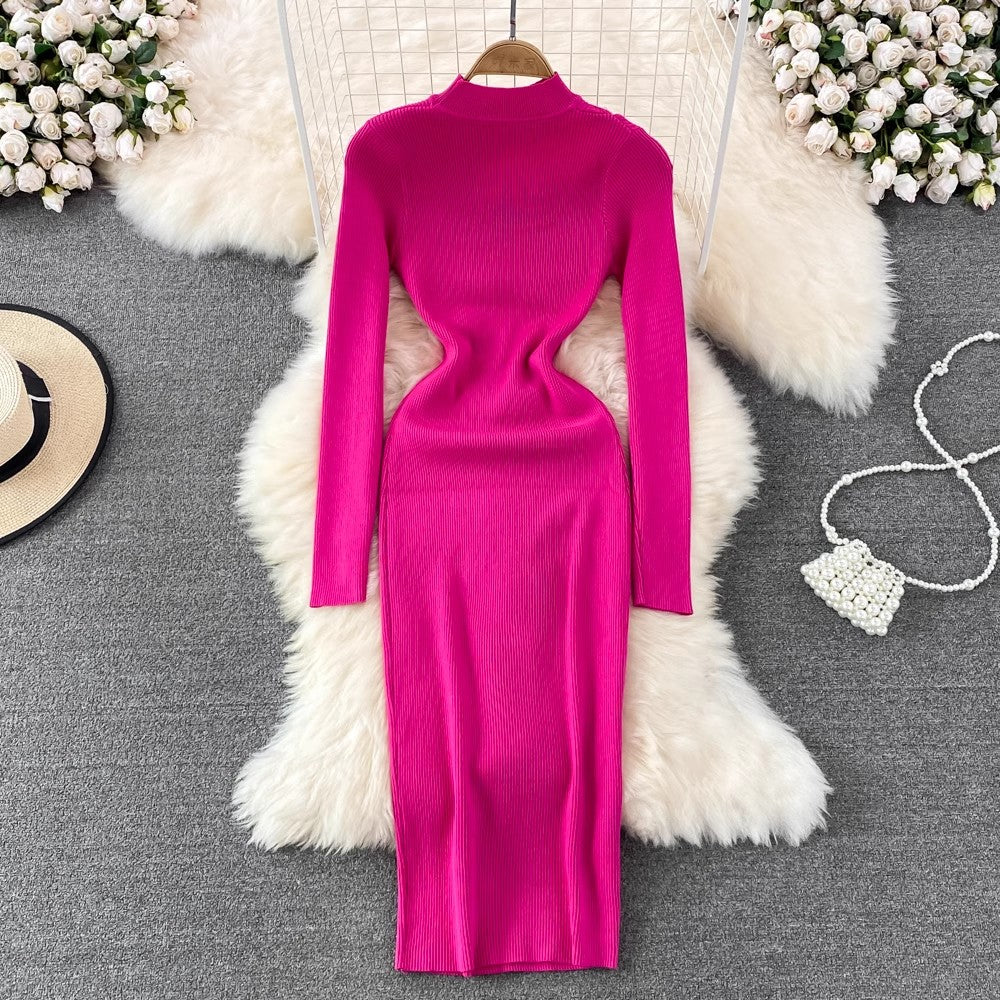 new sexy long-sleeved knitted dress for women    S4078