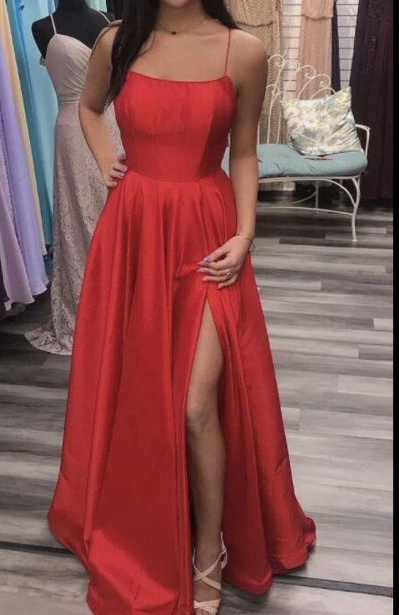 Red Long Prom Dress with Slit         S3839