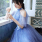 blue tulle lace short prom dress blue tulle cocktail dress       S3270