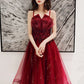 Burgundy Lace Sequins Short Prom Dress Homecoming Dress    S3247
