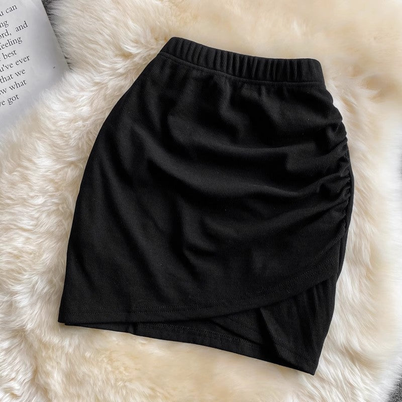 Solid Color Irregular Skirt New A-Line Short Skirt      S3953