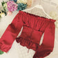 Stylish Off The Shoulder Long Sleeves Slim Top Blouse     S4387