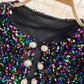 shiny sequins colorful long-sleeved cardigan suit short jacket women's clothing    S4205