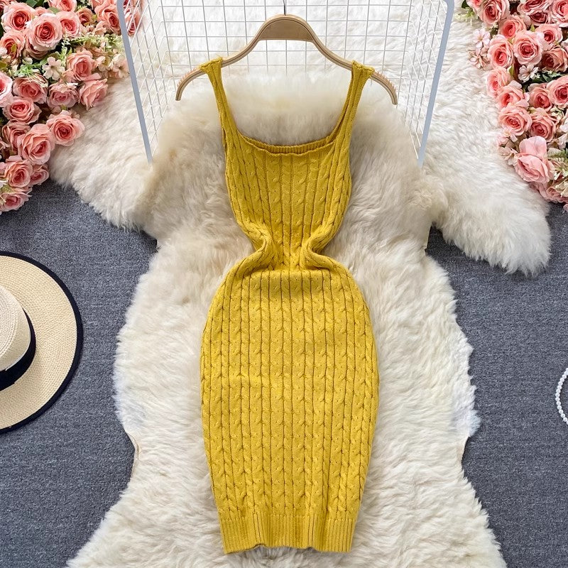 women's knitted vest skirt suspender dress    S4428