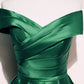 A-line Simple Green Satin Prom Dress Evening Dress, Floor Length Formal Dresses      S3617