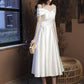 Satin little party dress, white dress, light luxury daily dress,homecoming dress   S3277